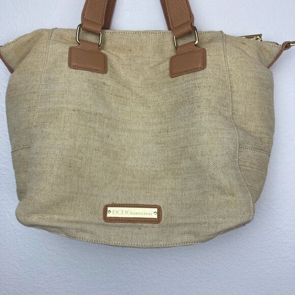 BCBG linen blend purse w/ detachable crossbody strap southwest summer vibe - Picture 8 of 16